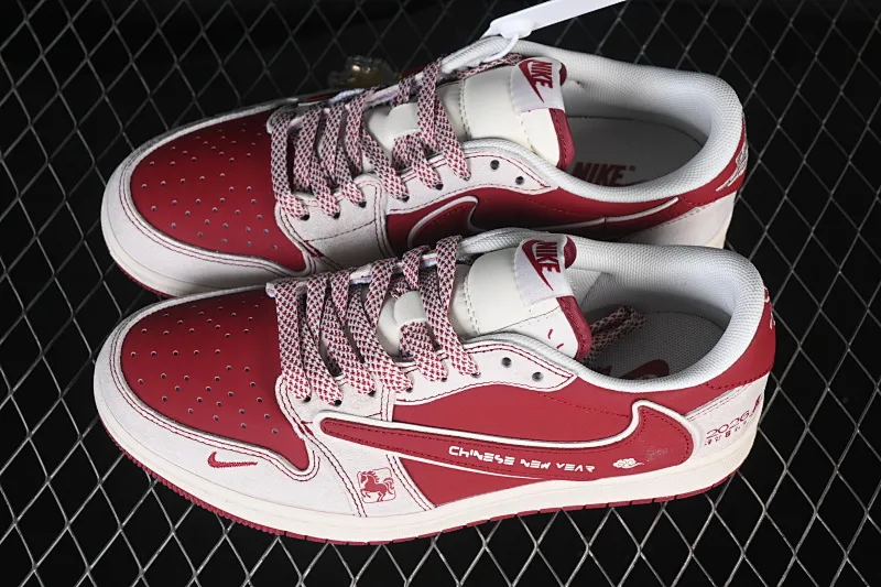All categories Air Jordan Jordan series basketball shoes Air Jordan 1 Low High-end customized low-top sneakers Travis Scott x Fragment Design x Air Jordan 1 Low OG SP AJ1 Joe 1 burgundy beige low-top cultural casual sneakers JP2026-160